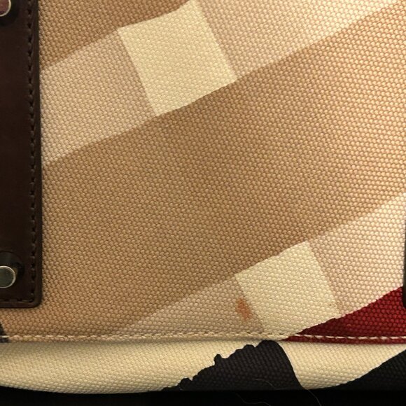BURBERRY Mega Nova Check Large Canvas and Leather Handbag Cinch Shopper Tote - Picture 12 of 12